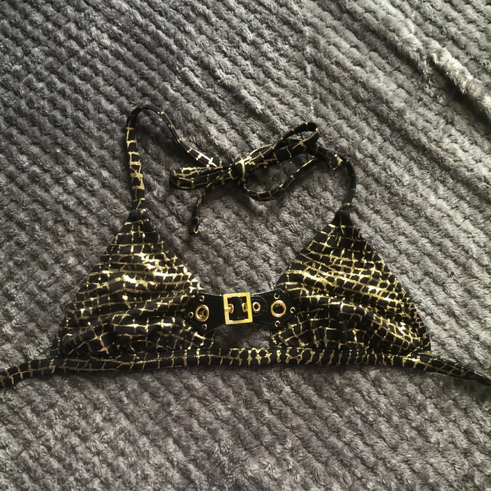 Beach Bunny Bikini Top Chrome Gold and Black